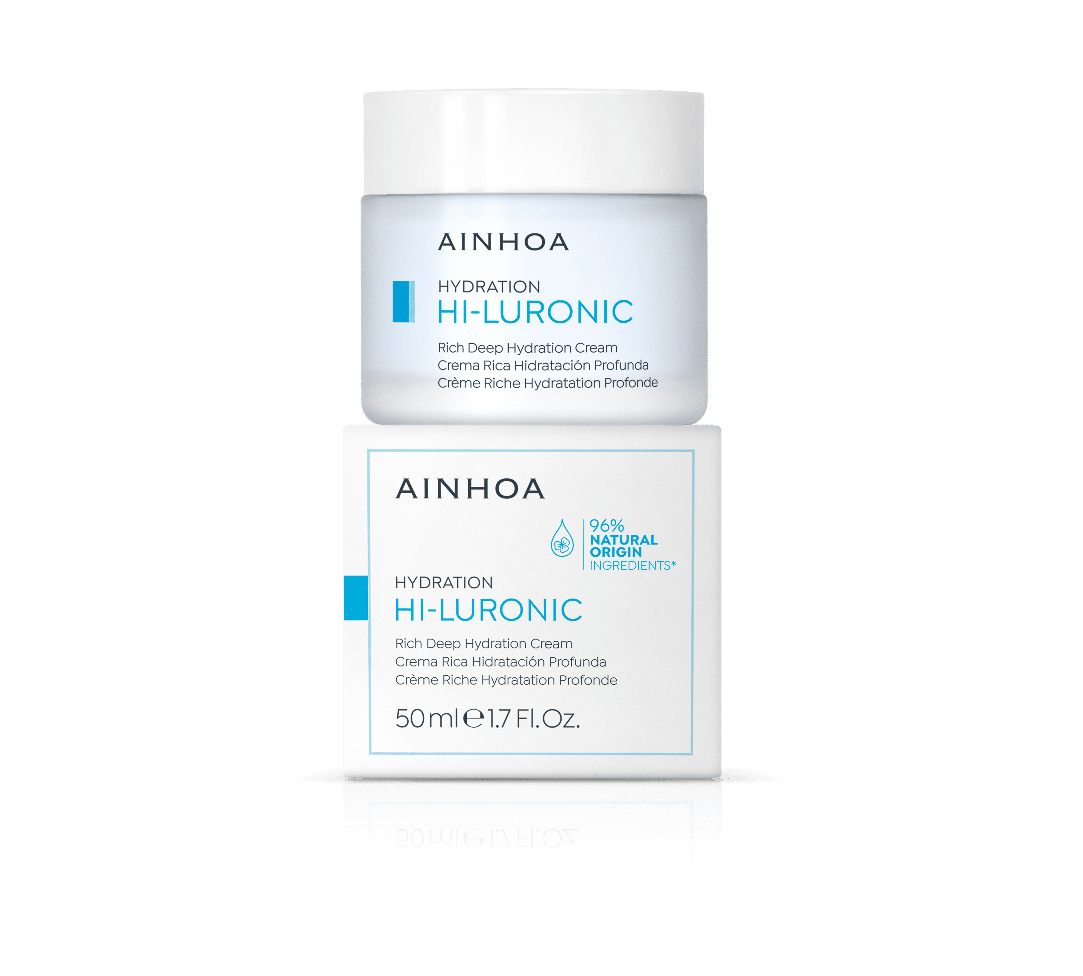 Crema hidratante profunda Hi-Luronic Ainhoa con ácido hialurónico para piel seca o deshidratada