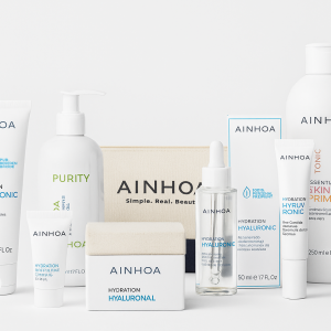 Ritual completo Hi-Luronic AINHOA – hidratación con ácido hialurónico para todo tipo de piel, incluye sérum, emulsión, contorno de ojos y mascarilla