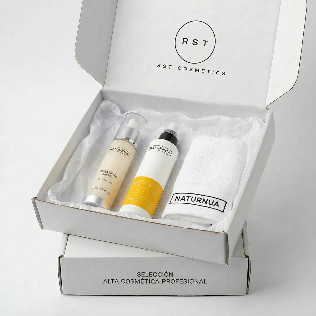 caja rst cosmetics con ritual esencial hidratante calmante y toalla suave de regalo