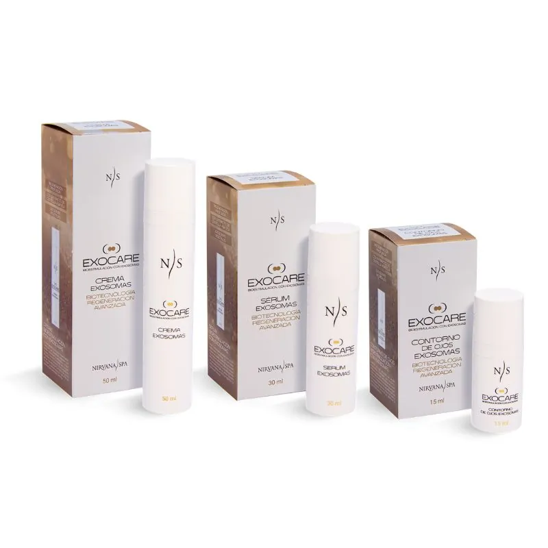 Sérum, crema y contorno de ojos Exocare con exosomas Nirvana Spa